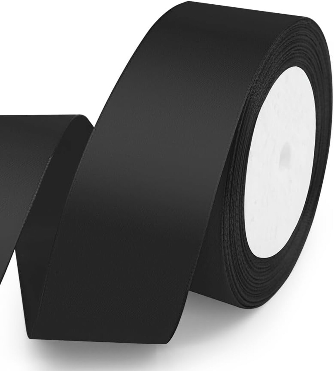 Solid Color Black Satin Ribbon, 1-1/2 Inches x 25 Yards Fabric Satin Ribbon for Gift Wrapping, Crafts, Hair Bows Making, Wreath, Wedding Party Decoration and Other Sewing Projects